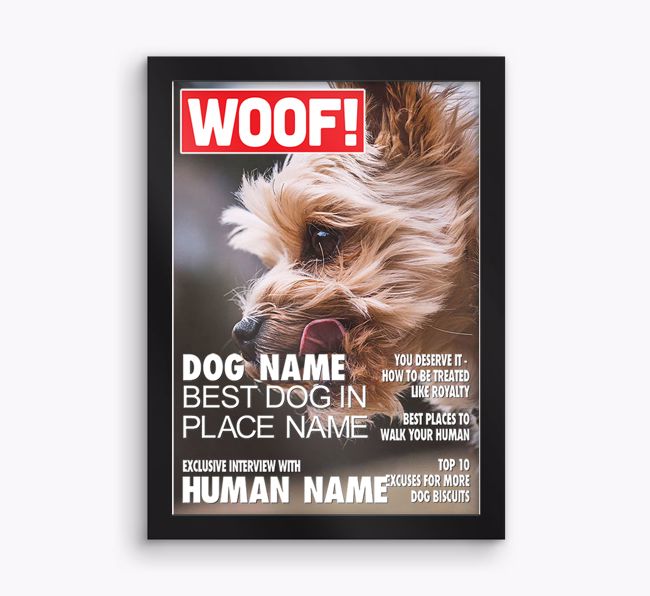 ''Woof Magazine'' - {breedFullName} Photo Upload Framed Print